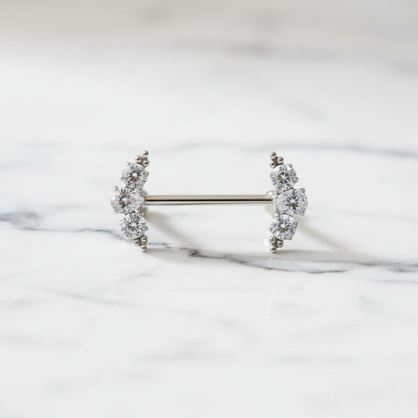 פירסינג פיטמה טיטניום טיפה וזרקונים בעיטור נקודות