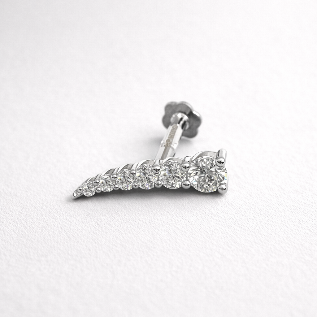 עגיל פירסינג ריטה זהב 14 קראט עם יהלומי מעבדה